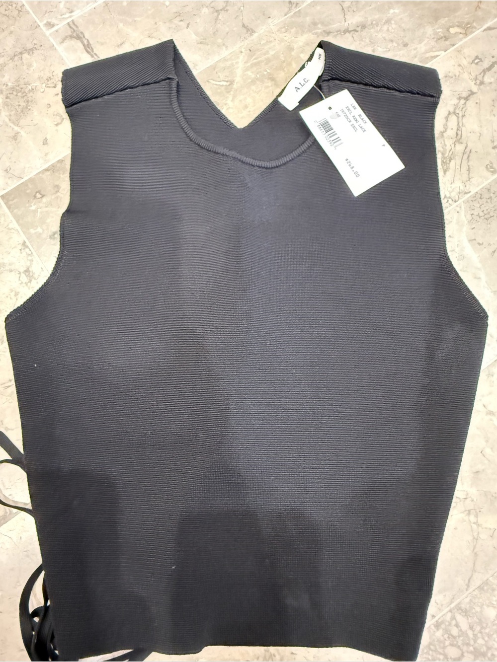 A.L.C. Black Ribbed Knit Top with Tag